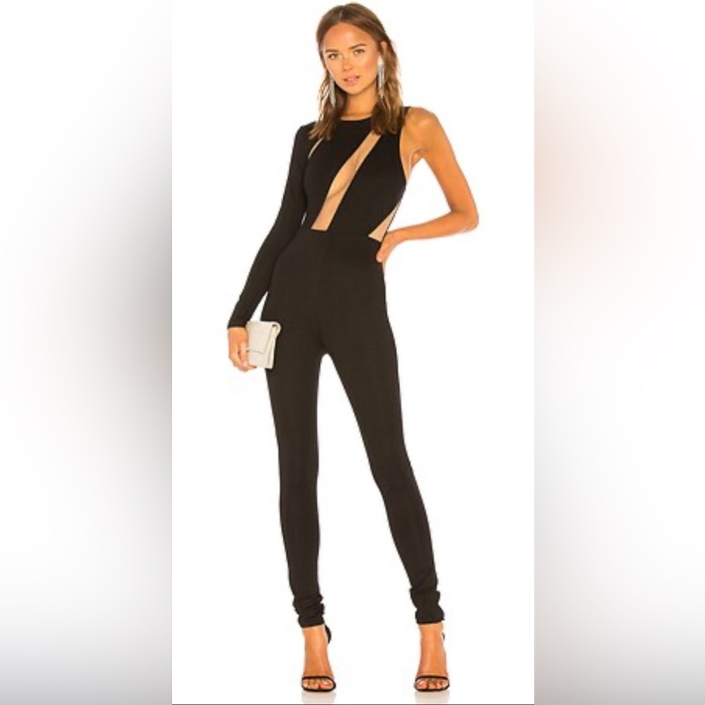 NWT Michael Costello x Revolve Black Mesh Adelise Jumpsuit